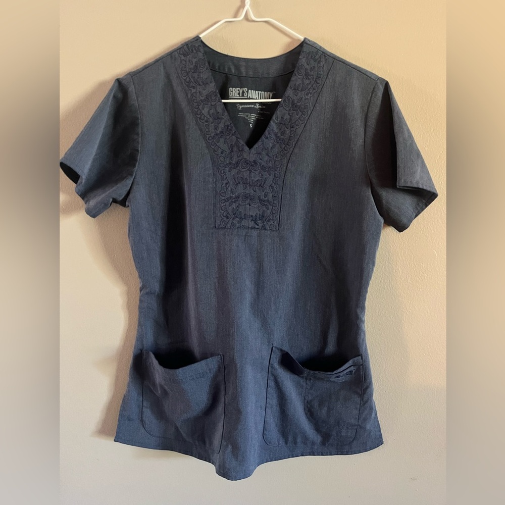 Grey's Anatomy‎ Charcoal Embroidered Blouse